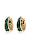 L'atelier Nawbar Stoned Rays 18k Yellow Gold Diamond; Malachite Earrings In Dark Green