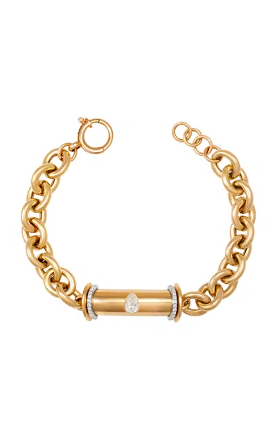 L'atelier Nawbar Warrior Princess Large 18k Gold Diamond Bracelet In White