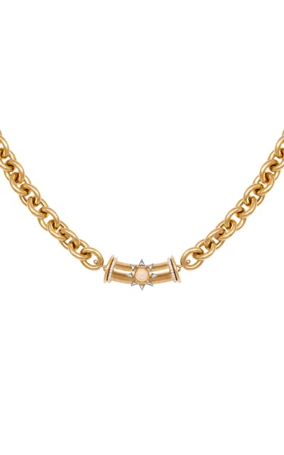 L'atelier Nawbar Warrior Star Seed Large 18k Gold Diamond; Mother-of-pearl Necklace In Pink