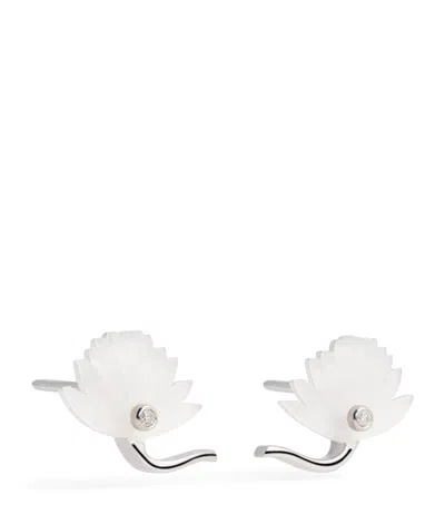 L'atelier Nawbar White Gold, Diamond And Mother-of-pearl Psychedeliah Earrings