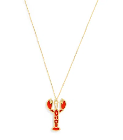 L'atelier Nawbar Yellow Gold And Coral Lobster Necklace