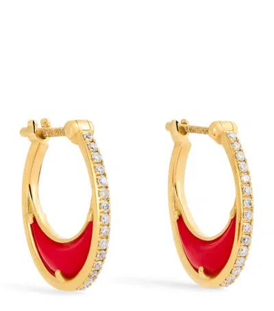 L'atelier Nawbar Yellow Gold And Diamond Bloop Moon Lot N*91 Hoop Earrings