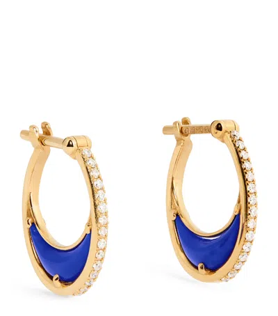 L'atelier Nawbar Yellow Gold And Diamond Bloop Moon Lot N*91 Hoop Earrings