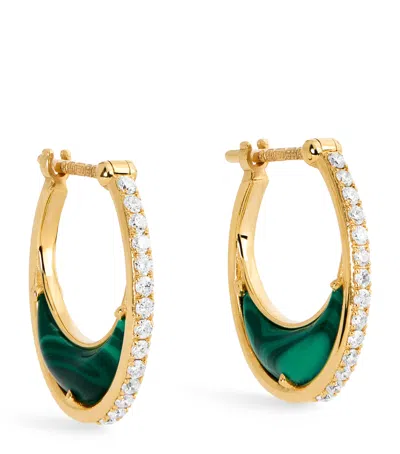 L'atelier Nawbar Yellow Gold And Diamond Bloop Moon Lot N*91 Hoop Earrings