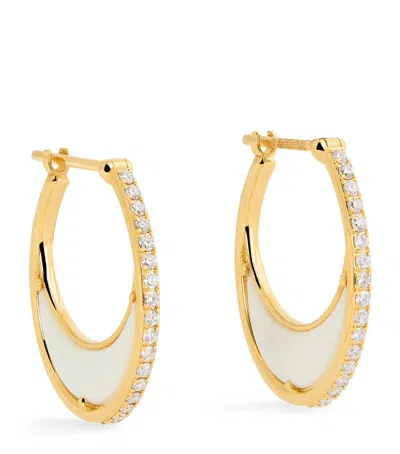 L'atelier Nawbar Yellow Gold And Diamond Bloop Moon Lot N*91 Hoop Earrings