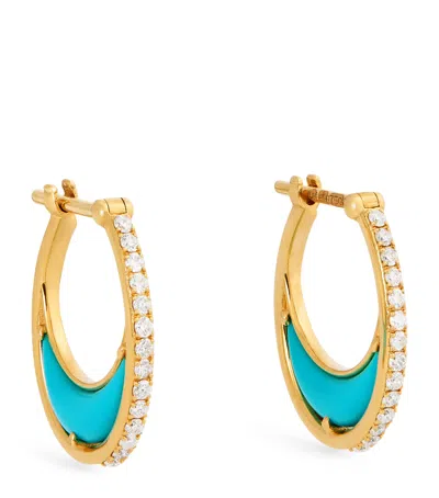 L'atelier Nawbar Yellow Gold And Diamond Bloop Moon Lot N*91 Hoop Earrings
