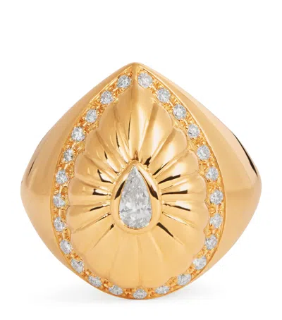 L'atelier Nawbar Yellow Gold And Diamond Bond Street Pinky Ring