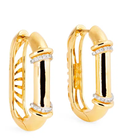 L'atelier Nawbar Yellow Gold And Diamond Lot No.93 Buoy Lock Earrings