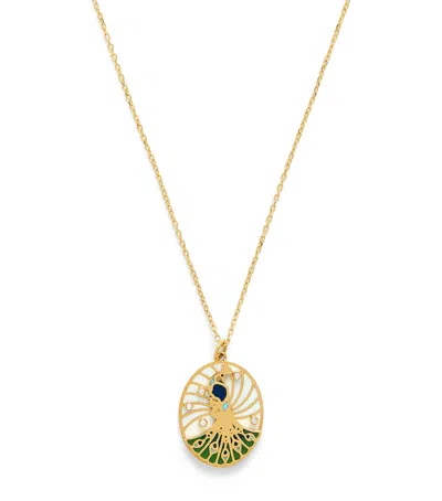 L'atelier Nawbar Yellow Gold And Diamond Rich Kitsch Peacock Necklace