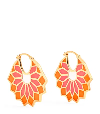 L'atelier Nawbar Yellow Gold And Enamel Lady Sursock Earrings