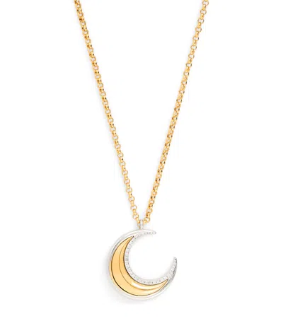 L'atelier Nawbar Yellow Gold And White Diamond Bloop Moon Necklace