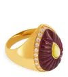 L'atelier Nawbar Yellow Gold, Diamond And Amethyst Bond Street Pinky Ring In Gold