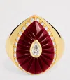 L'atelier Nawbar Yellow Gold, Diamond And Coral Bond Street Pinky Ring In Gold