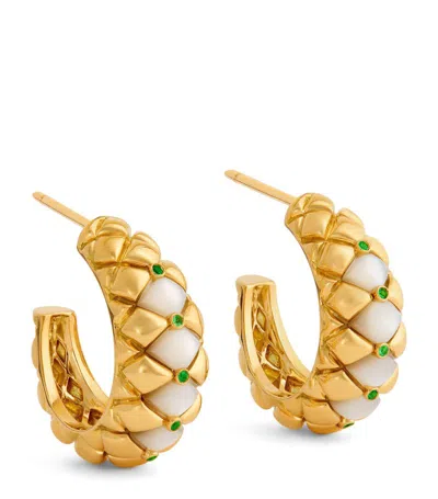 L'atelier Nawbar Yellow Gold, Diamond And Emerald Bond Street Hoop Earrings