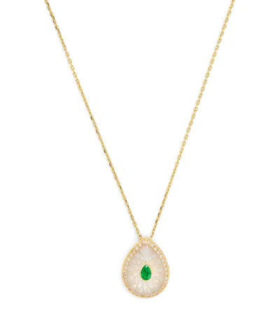 L'atelier Nawbar Yellow Gold, Diamond And Emerald Bond Street Necklace