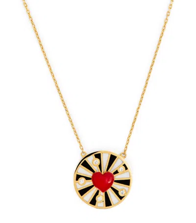 L'atelier Nawbar Yellow Gold, Diamond And Enamel Spiral Heart Necklace