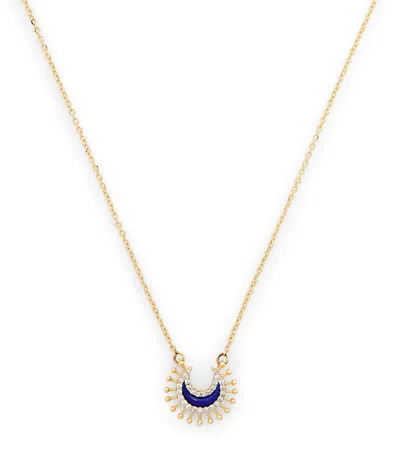 L'atelier Nawbar Yellow Gold, Diamond And Lapis To The Moon And Back Rich Kitsch Necklace