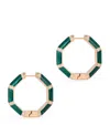 L'atelier Nawbar Yellow Gold, Diamond And Malachite Amulet Of Light Hoop Earrings In Green