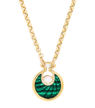 L'atelier Nawbar Yellow Gold, Diamond And Malachite Circus Lot N*91 Necklace In Green