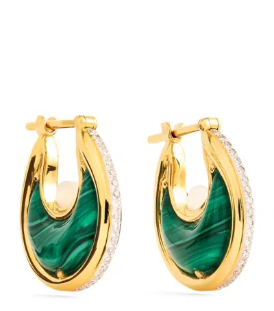 L'atelier Nawbar Yellow Gold, Diamond And Malachite Lot N*91 Earrings