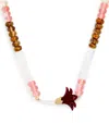 L'atelier Nawbar Yellow Gold, Diamond And Mother-of-pearl Psychedeliah Beaded Necklace In Burgundy