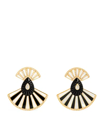 L'atelier Nawbar Yellow Gold, Diamond And Onyx Bond Steet Earrings
