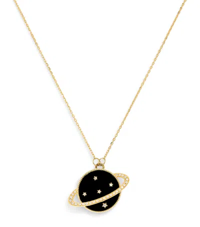 L'atelier Nawbar Yellow Gold, Diamond And Onyx Cosmic Love Necklace