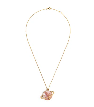 L'atelier Nawbar Yellow Gold, Diamond And Pink Mother-of-pearl Cosmic Love Necklace