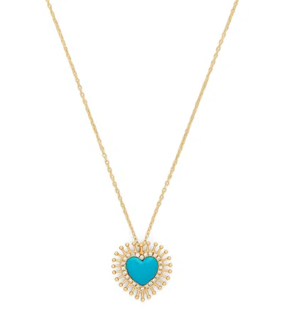 L'atelier Nawbar Yellow Gold, Diamond And Turquoise Rich Kitsch All Hearts On Me Pendant Necklace