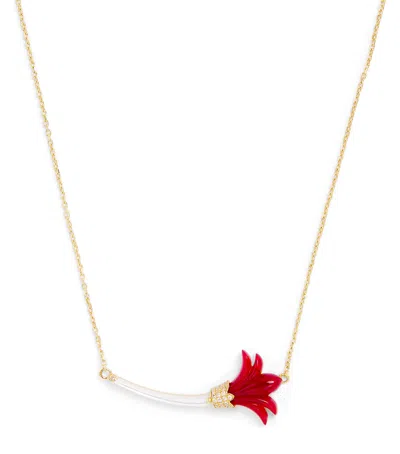 L'atelier Nawbar Yellow Gold, Diamond, Coral And Pearl Psychedeliah Necklace