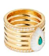 L'atelier Nawbar Yellow Gold, Diamond, Malachite And Pearl Bond Street Ring In Gold