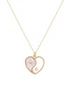 L'atelier Nawbar Ying Yang 18k Yellow Gold Diamond; Mother-of-pearl Heart Necklace In Gold