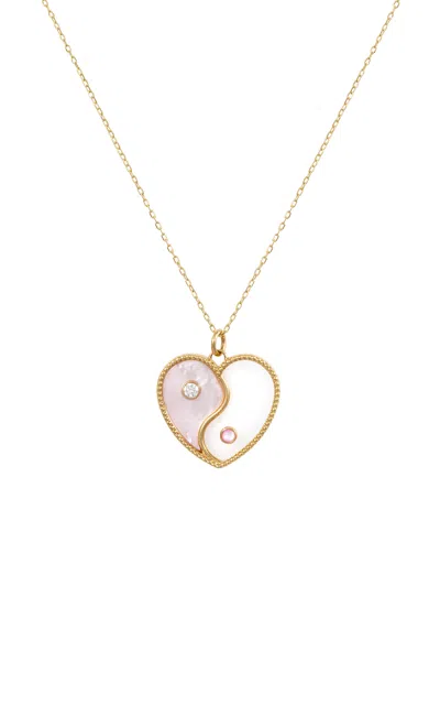 L'atelier Nawbar Ying Yang 18k Yellow Gold Diamond; Mother-of-pearl Heart Necklace