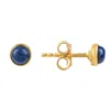 Latelita Blue / Gold Mens Single Gemstone Stud Earring Lapis Lazuli Gold