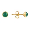 Latelita Gold / Green Mens Single Gemstone Stud Earring Green Onyx Gold