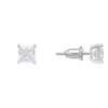 Latelita Neutrals / Silver / White Mens Single Square-cut Solitaire Stud Earring Moissanite Silver