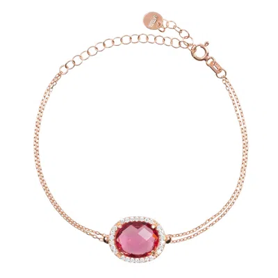 Latelita Women's Beatrice Oval Gemstone Bracelet Rose Gold Pink Tourmaline