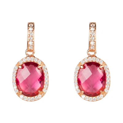 Latelita Women's Beatrice Oval Gemstone Drop Earrings Rose Gold Pink Tourmaline