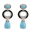 Latelita Women's Black / Blue / White Clara Bow Turquoise & Enamel Drop Earrings Silver In Multi