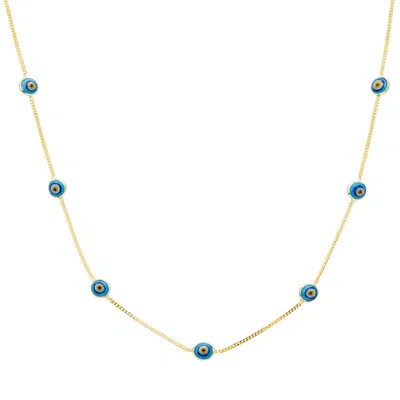 Latelita Women's Black / Blue / White Evil Eye Blue Enamel Choker Necklace Gold In Multi