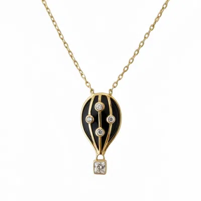 Latelita Women's Black / Gold / White Wandering Traveller Hot Air Balloon Necklace Black Gold In Multi