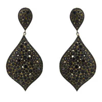 Latelita Women's Black / Rose Gold Arabian Nights Clip On Drop Earrings Rosegold Black In Multi