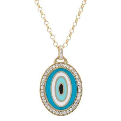 Latelita Women's Black / White / Blue Lucky Evil Eye Turquoise Enamel Necklace Gold In Multi