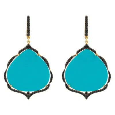 Latelita Women's Blue / Black Antoinette Earrings Gold Turquoise In Multi
