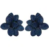 Latelita Women's Blue / Gold Amaryllis Flower Large Stud Earrings Gold Sapphire