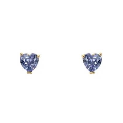 Latelita Women's Blue / Gold Asscher Cut Heart Stud Earrings Gold Tanzanite