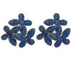 Latelita Women's Blue / Gold Flowers Large Stud Earrings Sapphire Blue Gold In Blue