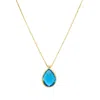 Latelita Women's Blue / Gold Petite Drop Necklace Gold Blue Topaz Hydro In Multi