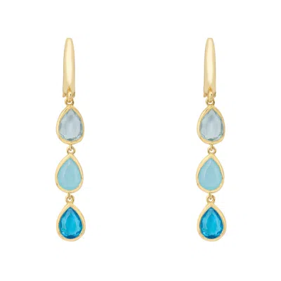 Latelita Women's Blue / Gold Sardinia Triple Teardrop Earrings Gold The Blues In Multi