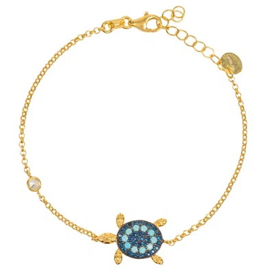Latelita Women's Blue / Gold Turtle Turquoise Blue Bracelet Gold In Multi